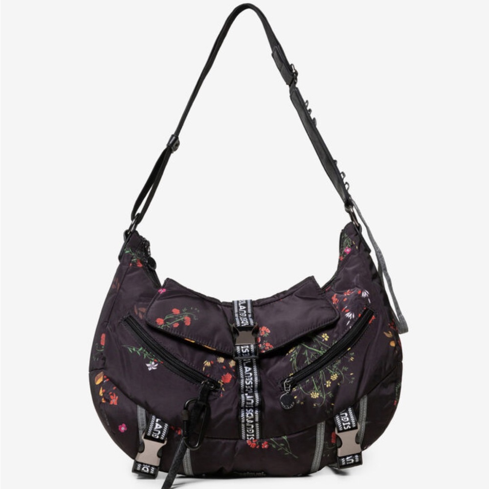 Desigual Black Floral Hobo Bag